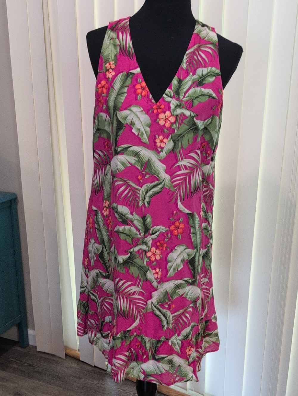 Tommy Bahama Fuchsia Tropical Print V-Neck Dress